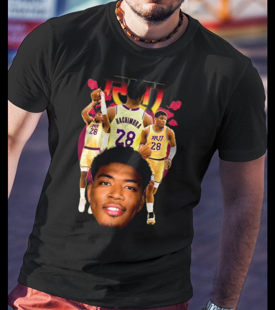Rui Hachimura 28 Basketball Player Portrait Trio T-Shirt