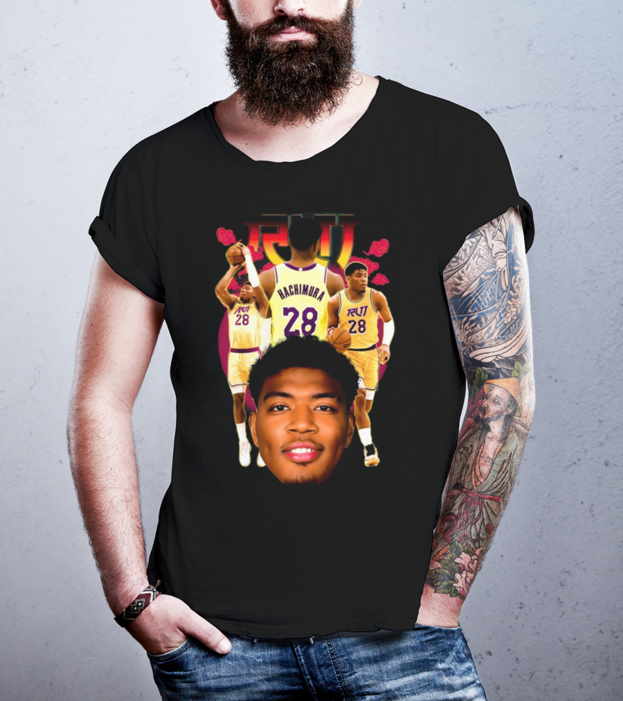Rui Hachimura 28 Basketball Player Portrait Trio T-Shirt
