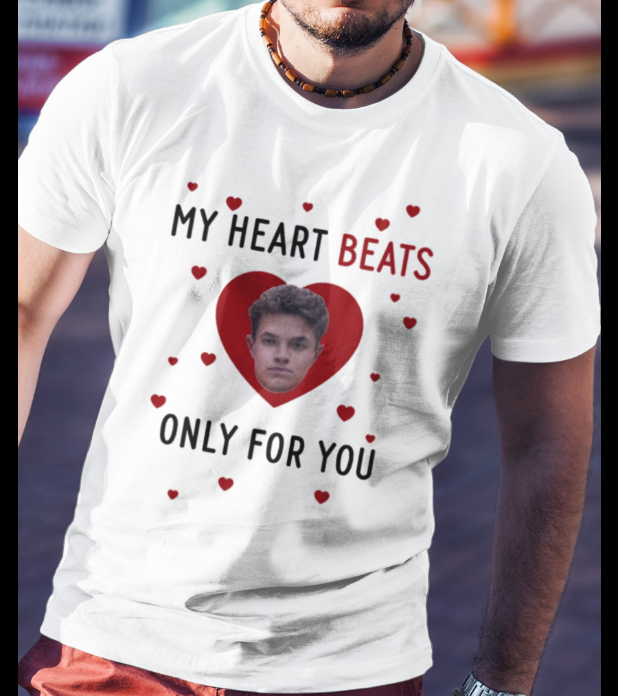My Heart Beats Only For You Red Heart Face T-Shirt