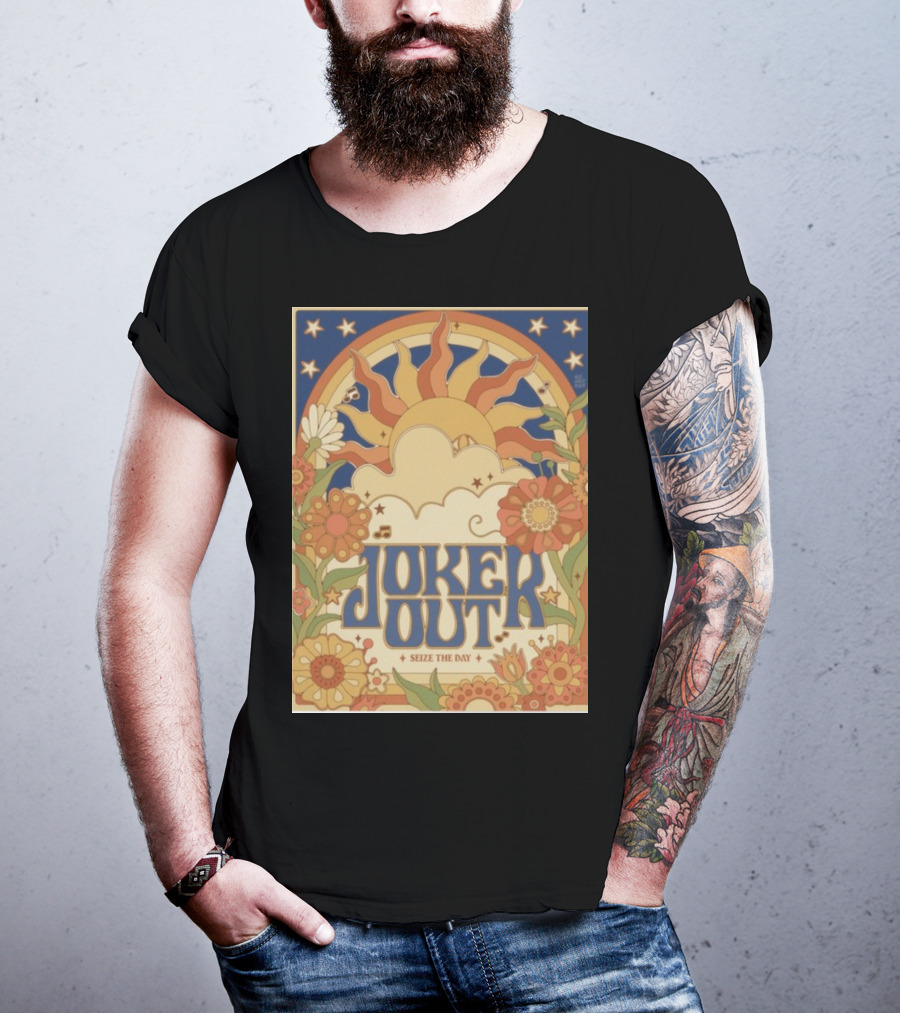 Joker Out Seize The Day Retro Floral Sunburst T-Shirt