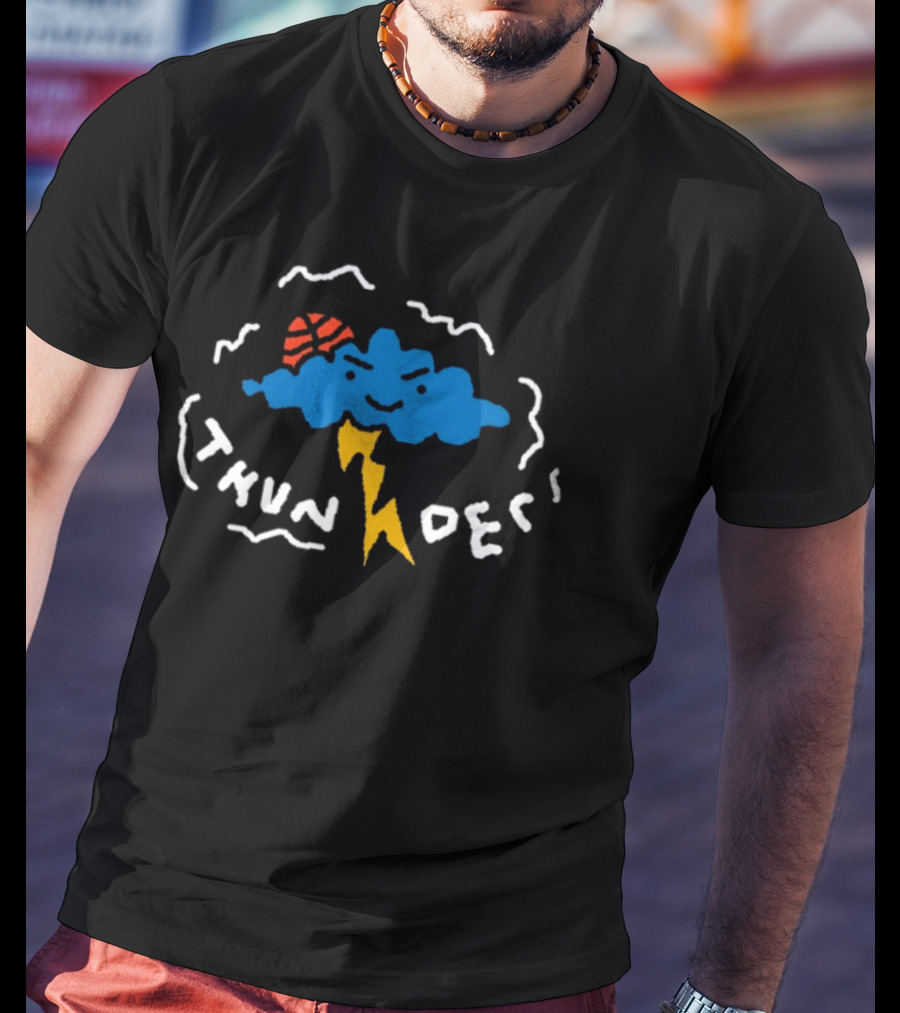 THUNDER Basketball Cloud With Lightning Bolt T-Shirt