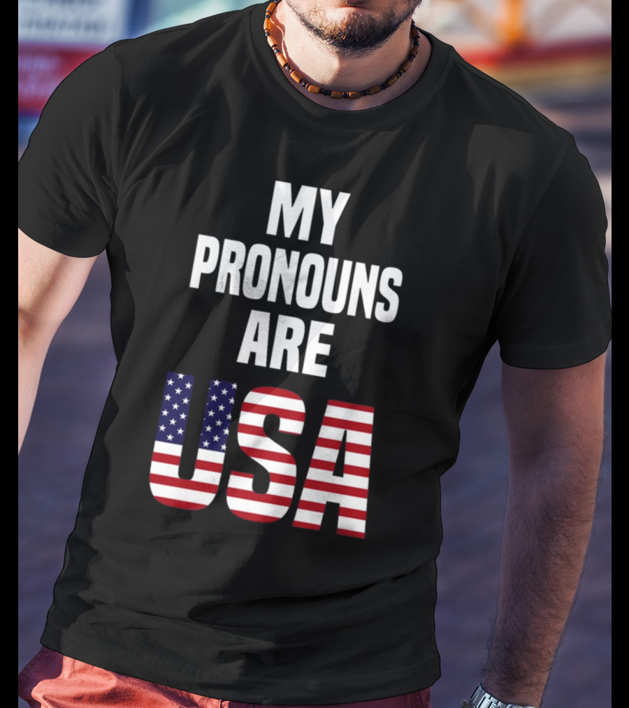 Enes Freedom My Pronouns Are USA American Flag T-Shirt