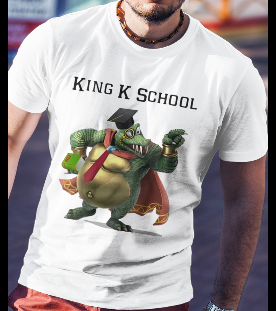 King K School Graduation Crocodile With Book And Cap T-Shirt