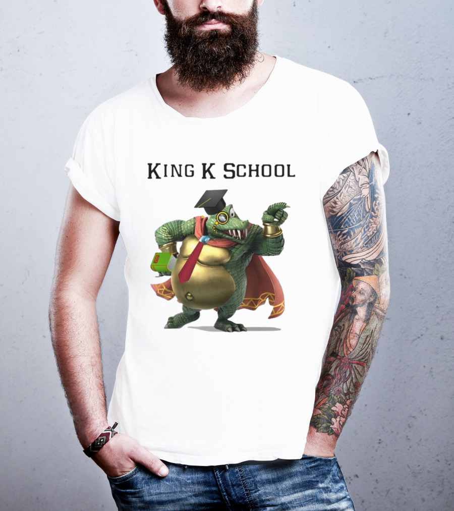 King K School Graduation Crocodile With Book And Cap T-Shirt