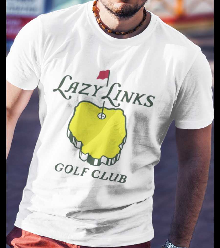 Lazy Links Golf Club Yellow Green Island Flag Green T-Shirt