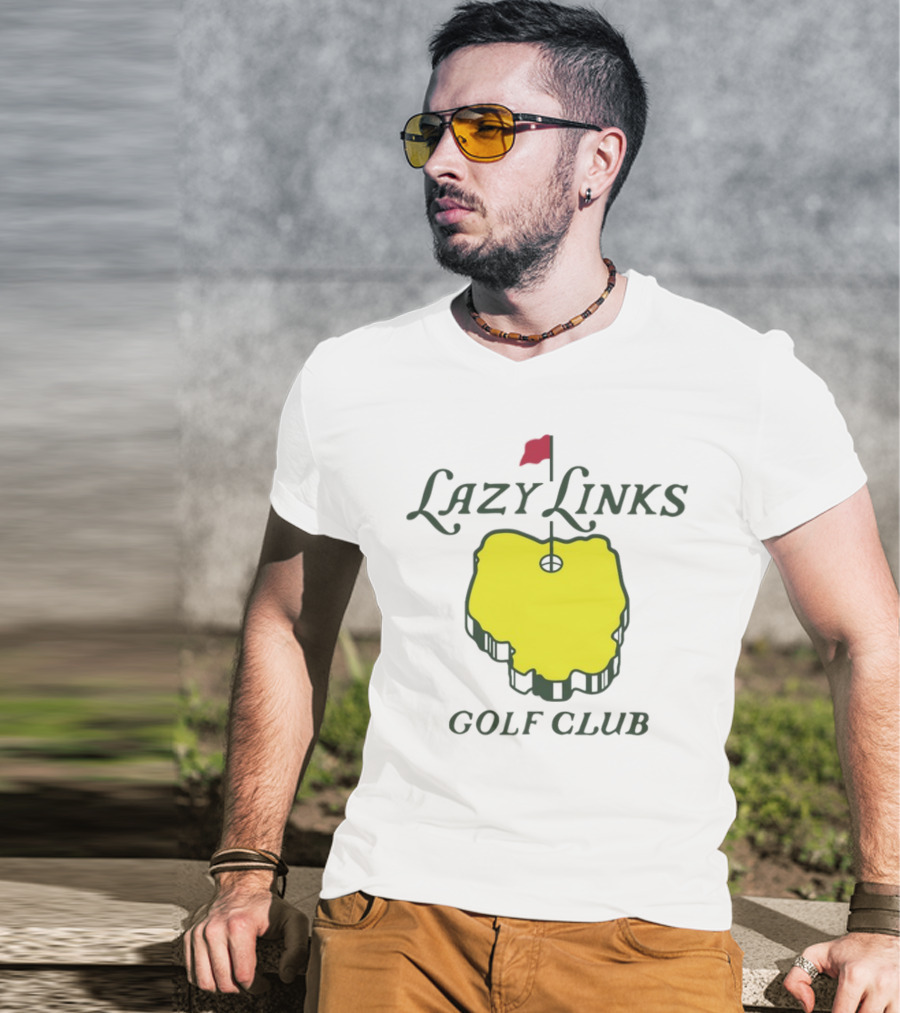 Lazy Links Golf Club Yellow Green Island Flag Green T-Shirt