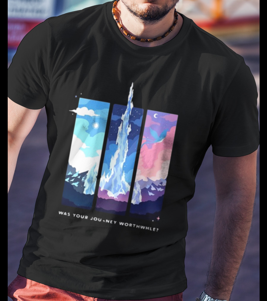 Was Your Journey Worthwhile Cosmic Mountain Sky Triptych T-Shirt