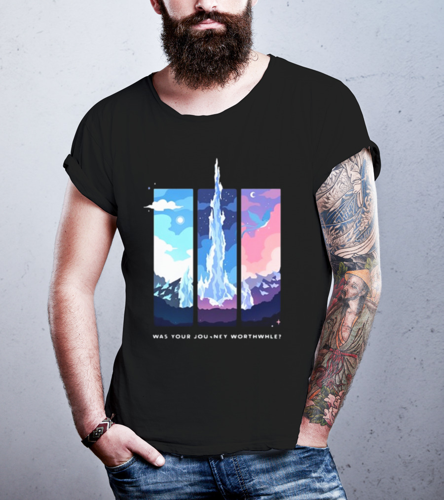Was Your Journey Worthwhile Cosmic Mountain Sky Triptych T-Shirt