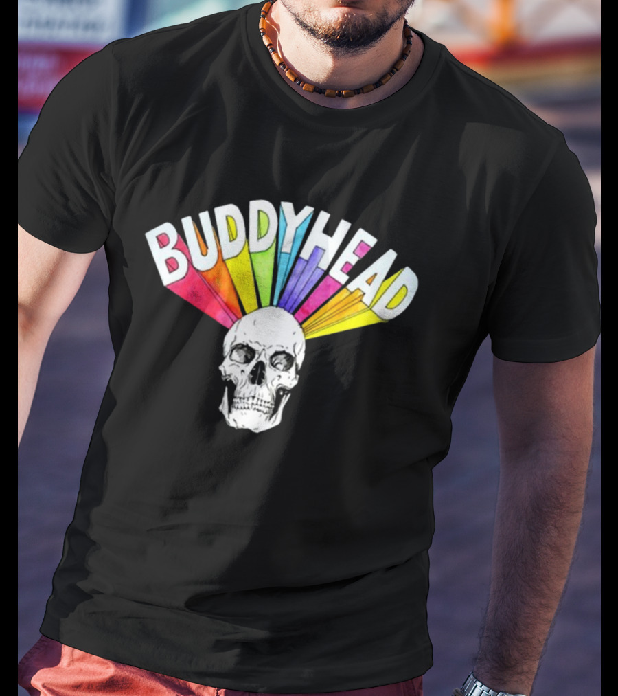 BUDDYHEAD Skull With Rainbow Burst T-Shirt