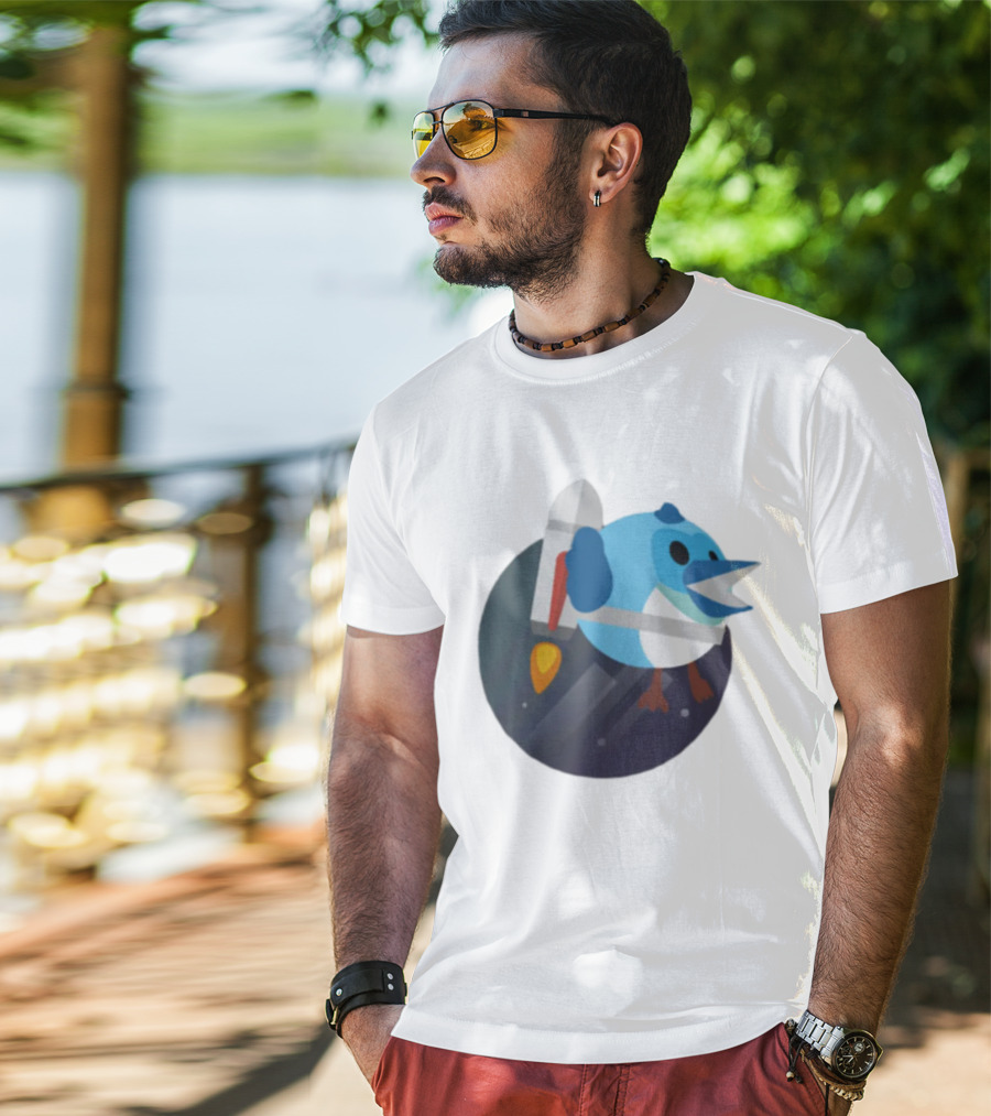 Flutter Dart Dash Iconic Rocket-Powered Bird Character T-Shirt