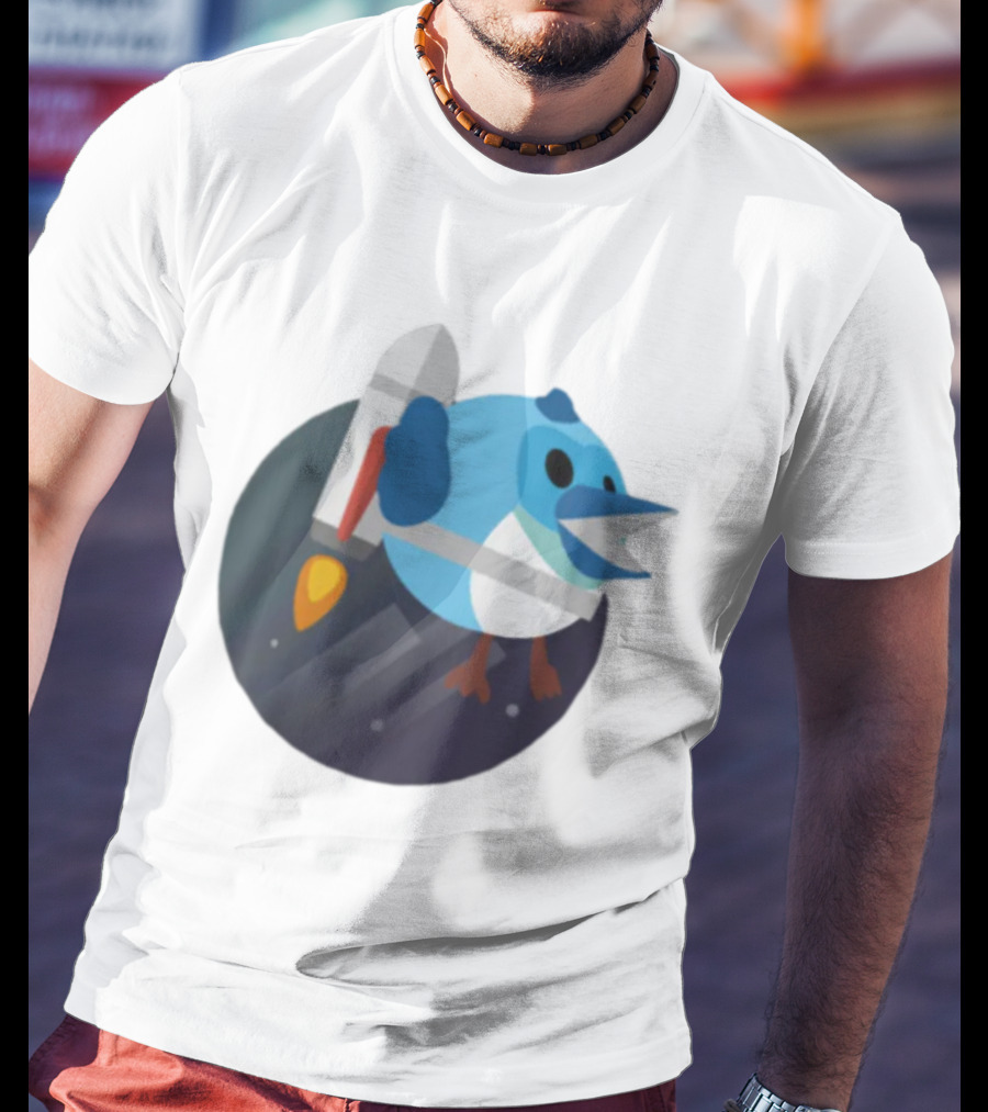 Flutter Dart Dash Iconic Rocket-Powered Bird Character T-Shirt