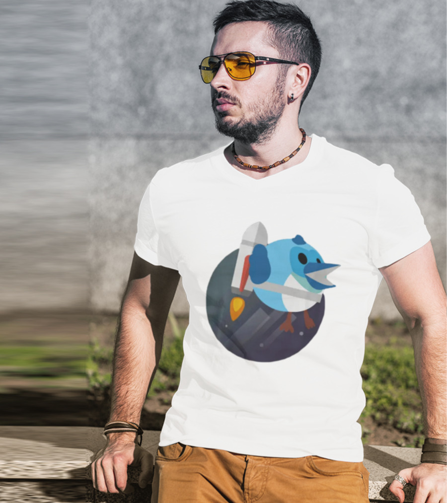 Flutter Dart Dash Iconic Rocket-Powered Bird Character T-Shirt