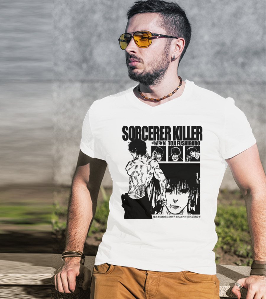 SORCERER KILLER TOJI FUSHIGURO Jujutsu Kaisen Manga Panels T-Shirt