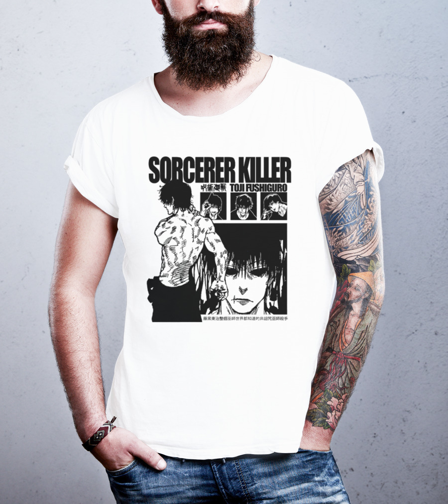 SORCERER KILLER TOJI FUSHIGURO Jujutsu Kaisen Manga Panels T-Shirt