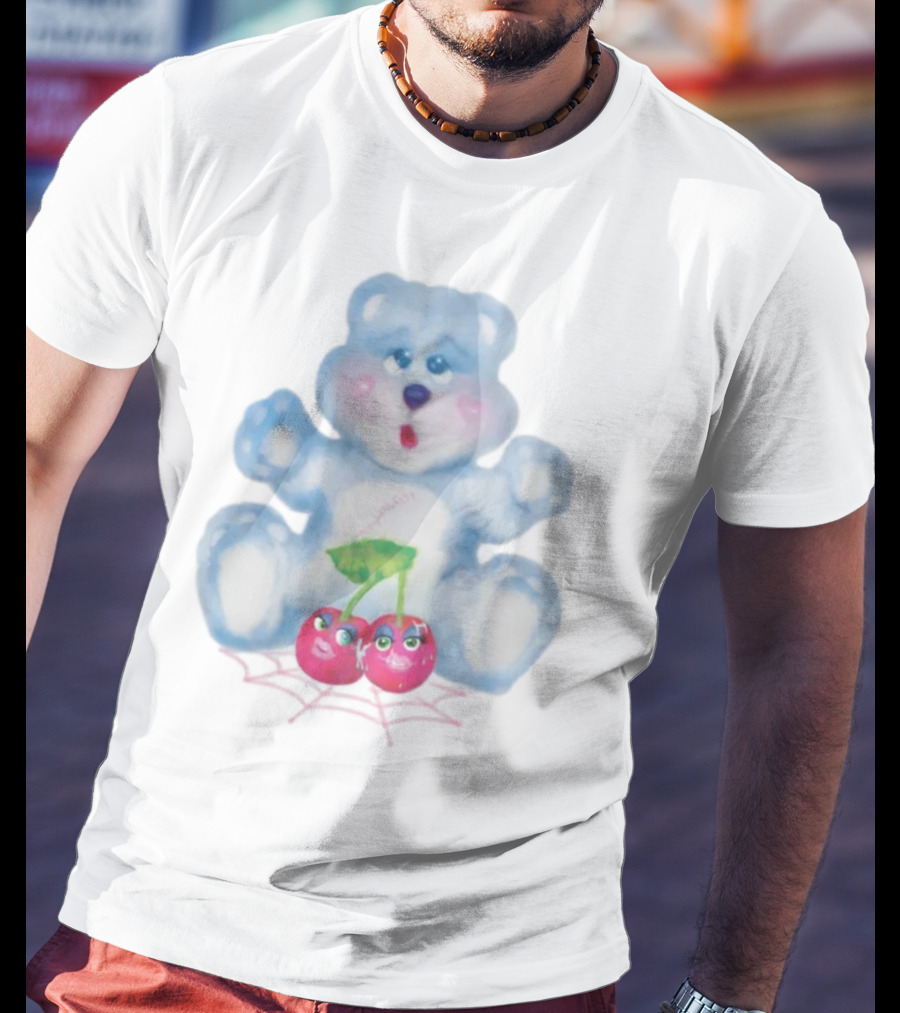 Brooke Candy Blue Teddy With Cherry And Spiderweb T-Shirt