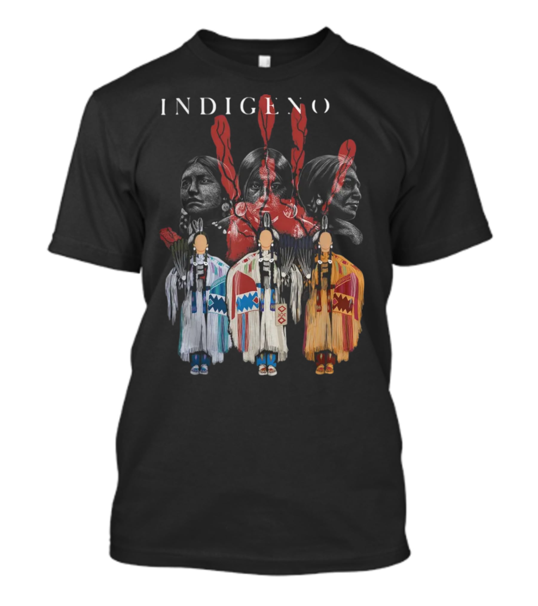 INDIGENO Native American Indigenous Red Hand Indian Ravens T-Shirt