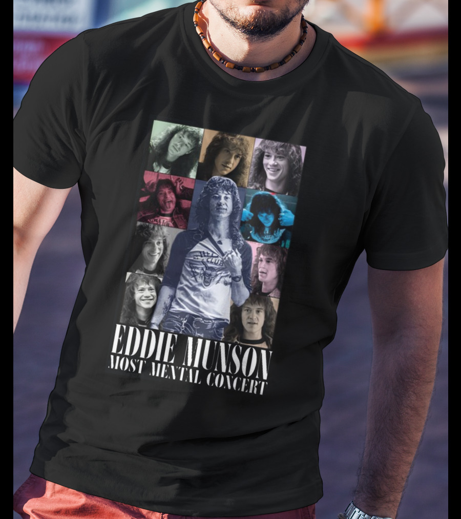 Eddie Munson Most Mental Concert Collage With Iconic Moments T-Shirt