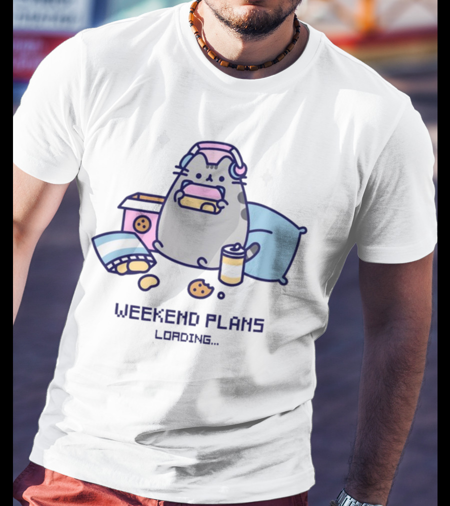 Weekend Plans Loading Pusheen Gaming Snacks Pillow T-Shirt