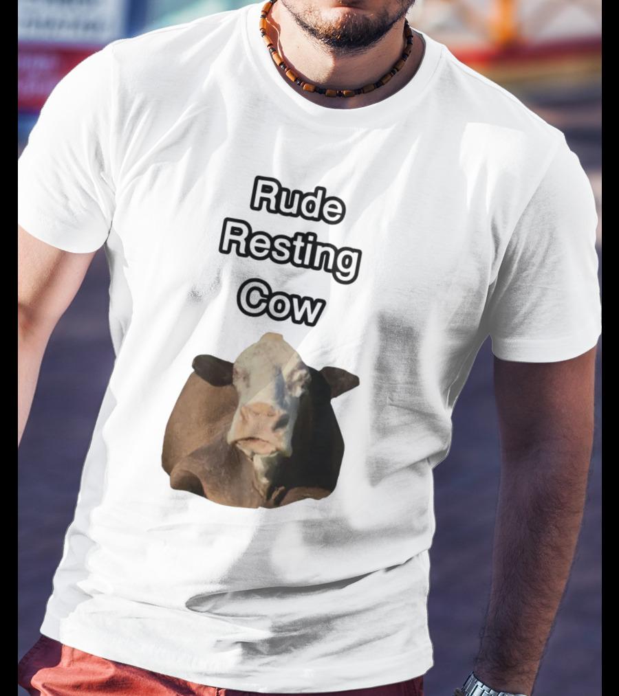 Rude Resting Cow Expression T-Shirt