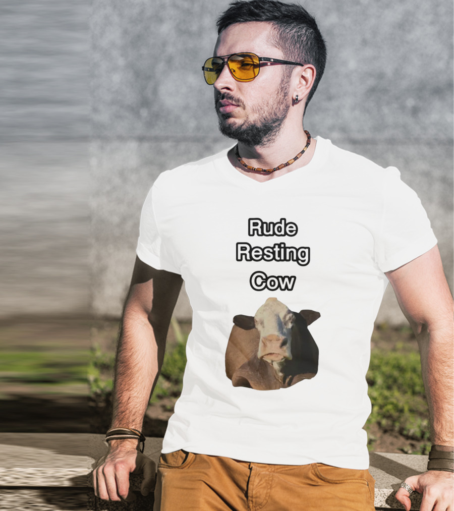 Rude Resting Cow Expression T-Shirt