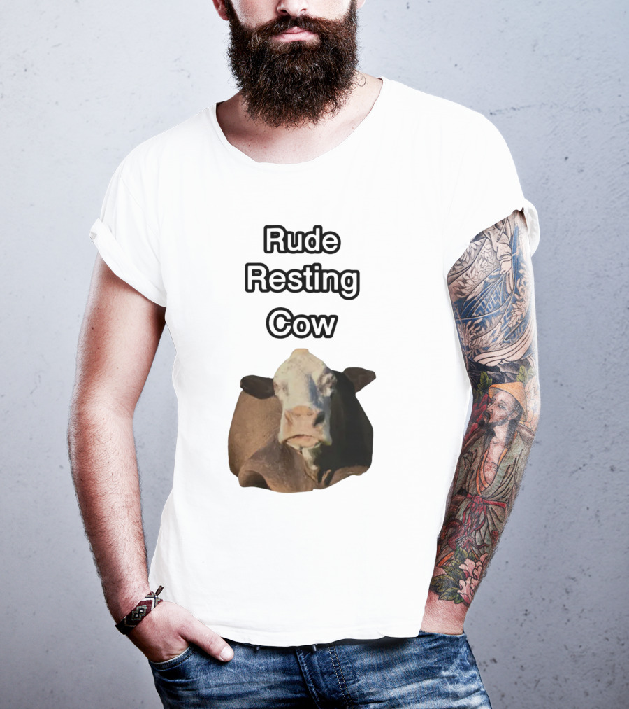 Rude Resting Cow Expression T-Shirt