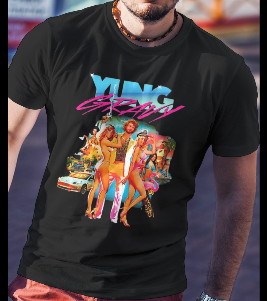 Yung Gravy Retro Miami Vice Aesthetic Vibrant Party Scene T-Shirt
