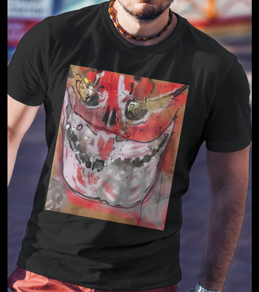 Mutant Ochre Skull Graffiti Drip T-Shirt