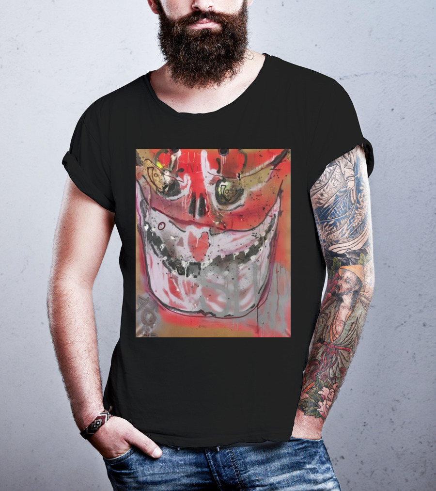 Mutant Ochre Skull Graffiti Drip T-Shirt