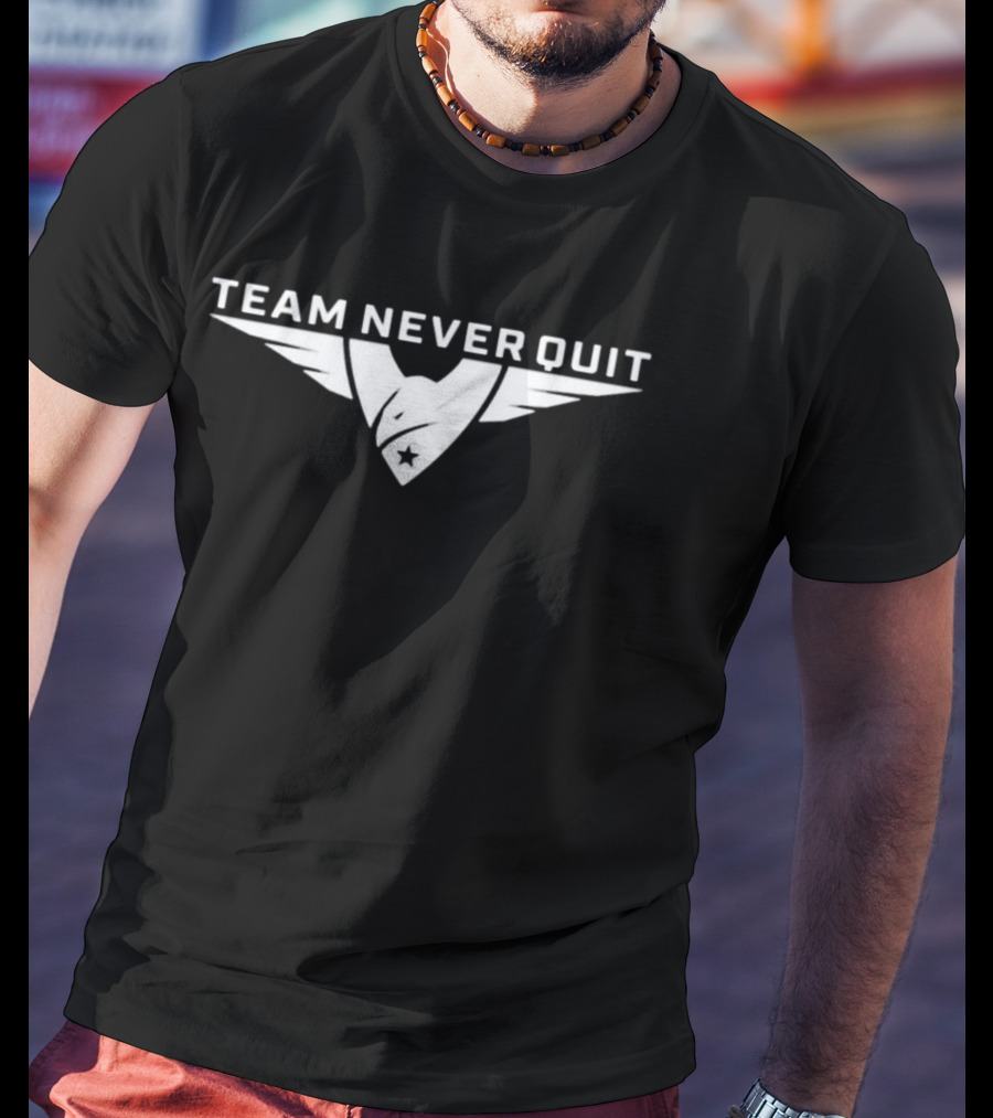Team Never Quit Eagle Wings Logo With Star Badge T-Shirt