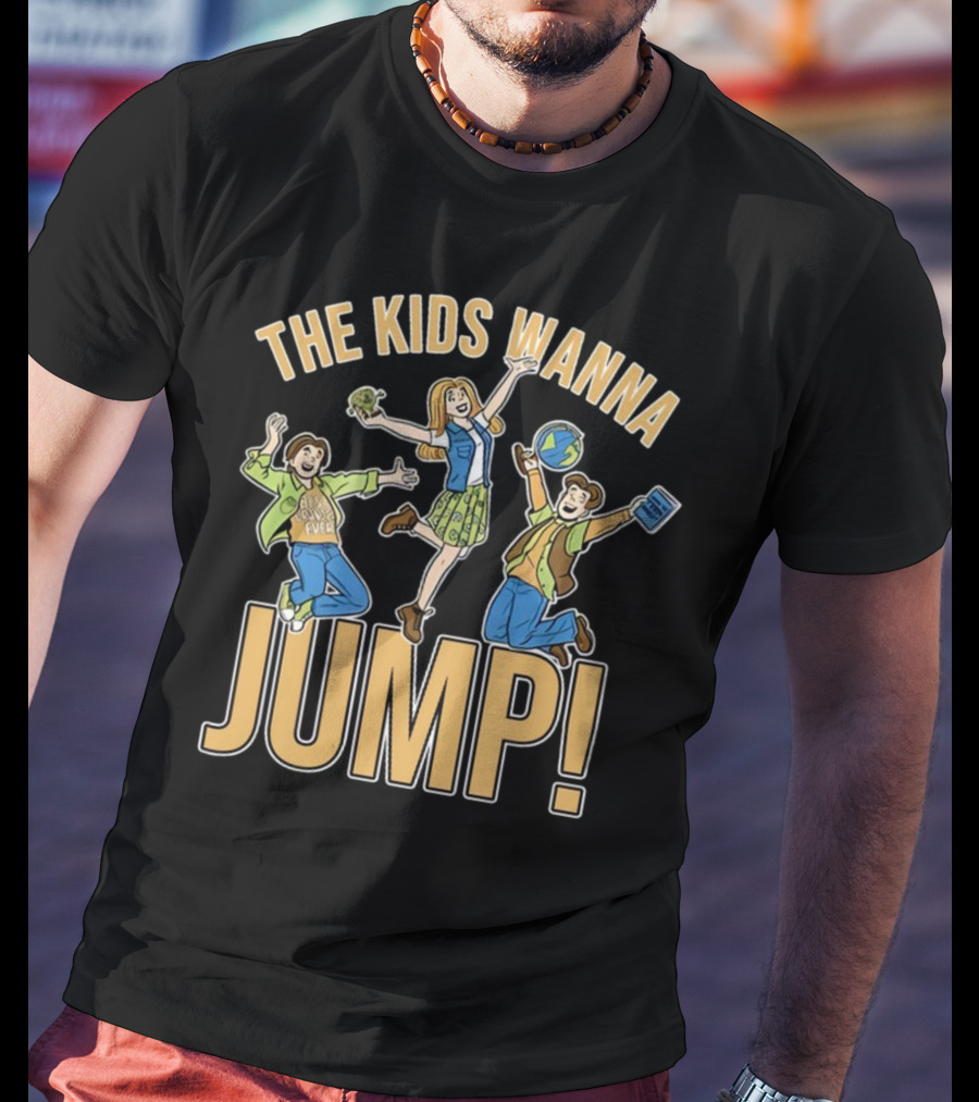 The Kids Wanna Jump Enthusiastically With Books And Globe T-Shirt