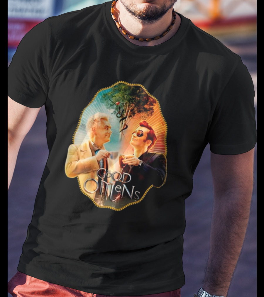 Good Omens A Toast To The World With Angel And Demon Under Tree T-Shirt