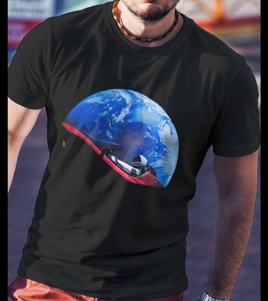 Spacex Starman In Tesla Roadster Orbiting Earth T-Shirt