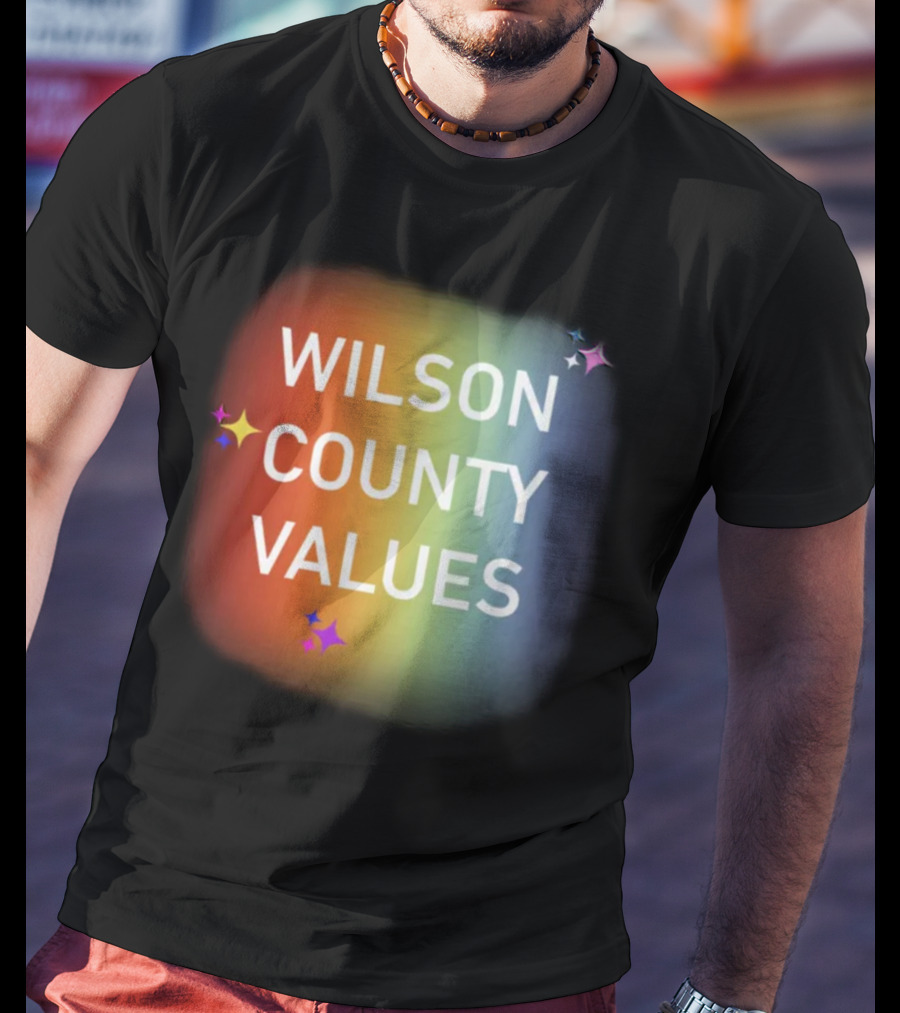 WILSON COUNTY VALUES Rainbow Colors With Stars T-Shirt