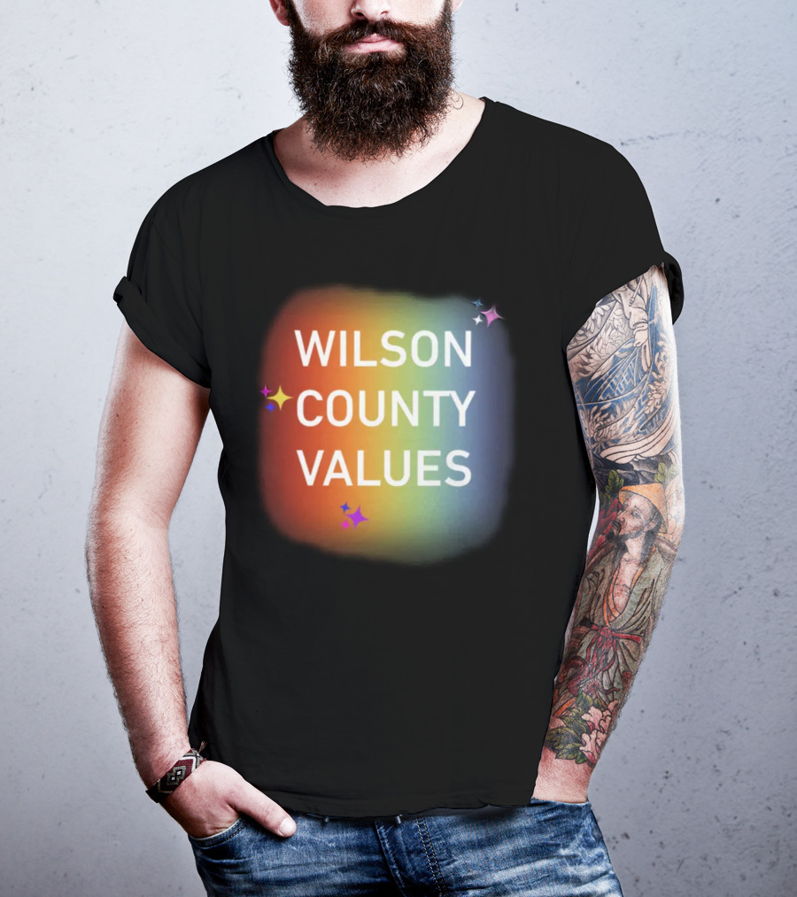 WILSON COUNTY VALUES Rainbow Colors With Stars T-Shirt
