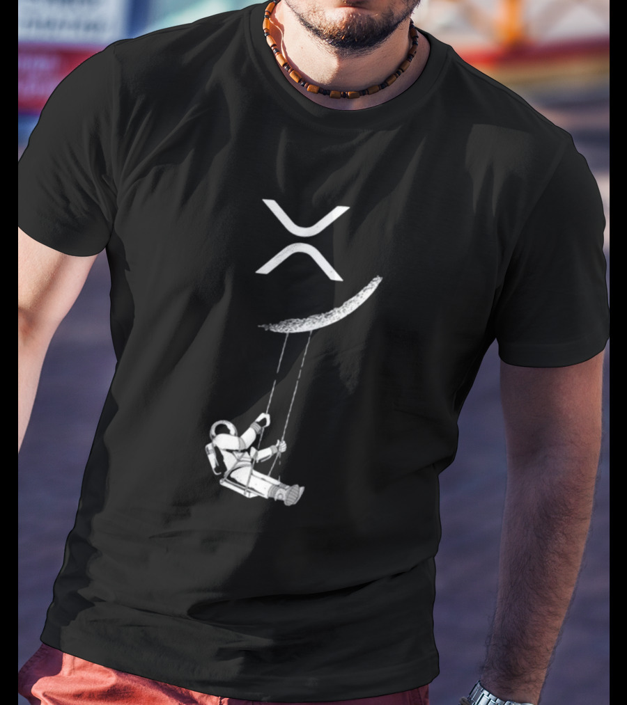 Lyndsey XRP Blockchain Cryptocurrency Community Astronaut Swinging On Moon T-Shirt