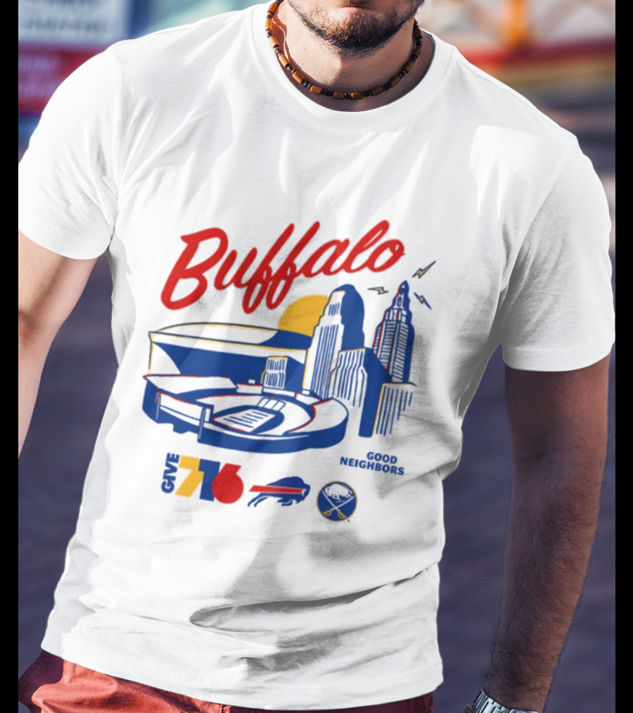 Buffalo Good Neighbors Skyline Give 716 Sabres Bills Elements T-Shirt