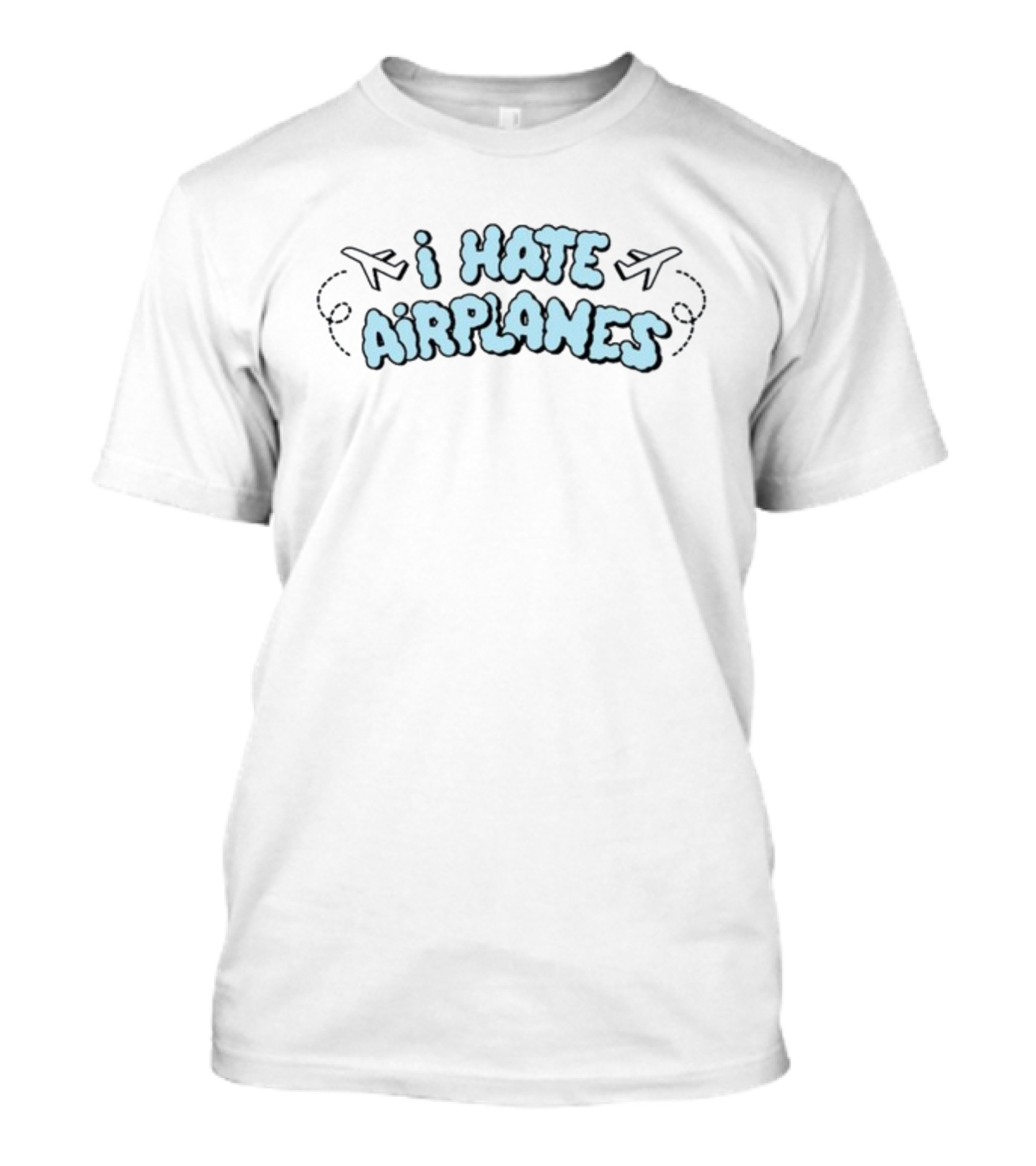 I Hate Airplanes With Plane Icons And Cloud Letters T-Shirt