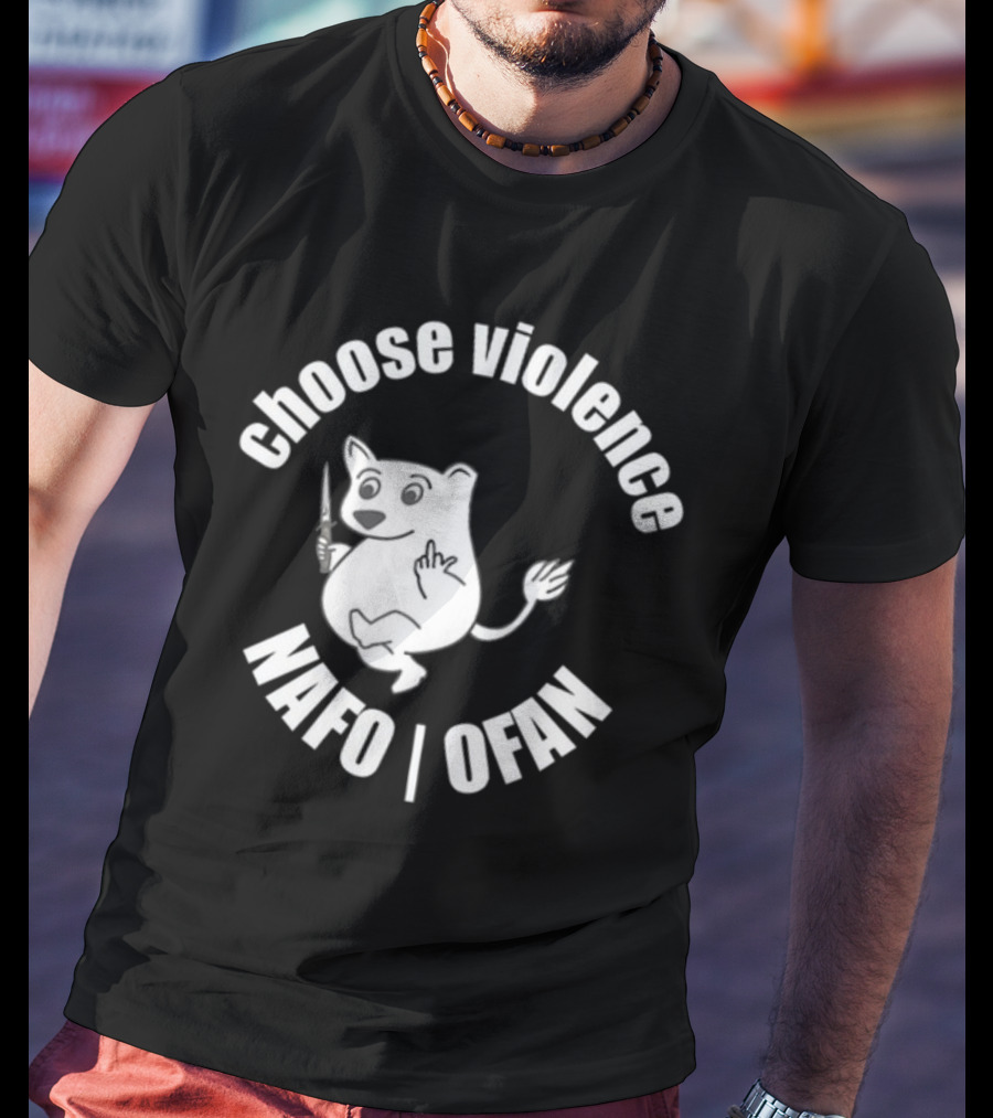 Choose Violence Nafo Ofan Knife-Wielding Cartoon Character T-Shirt