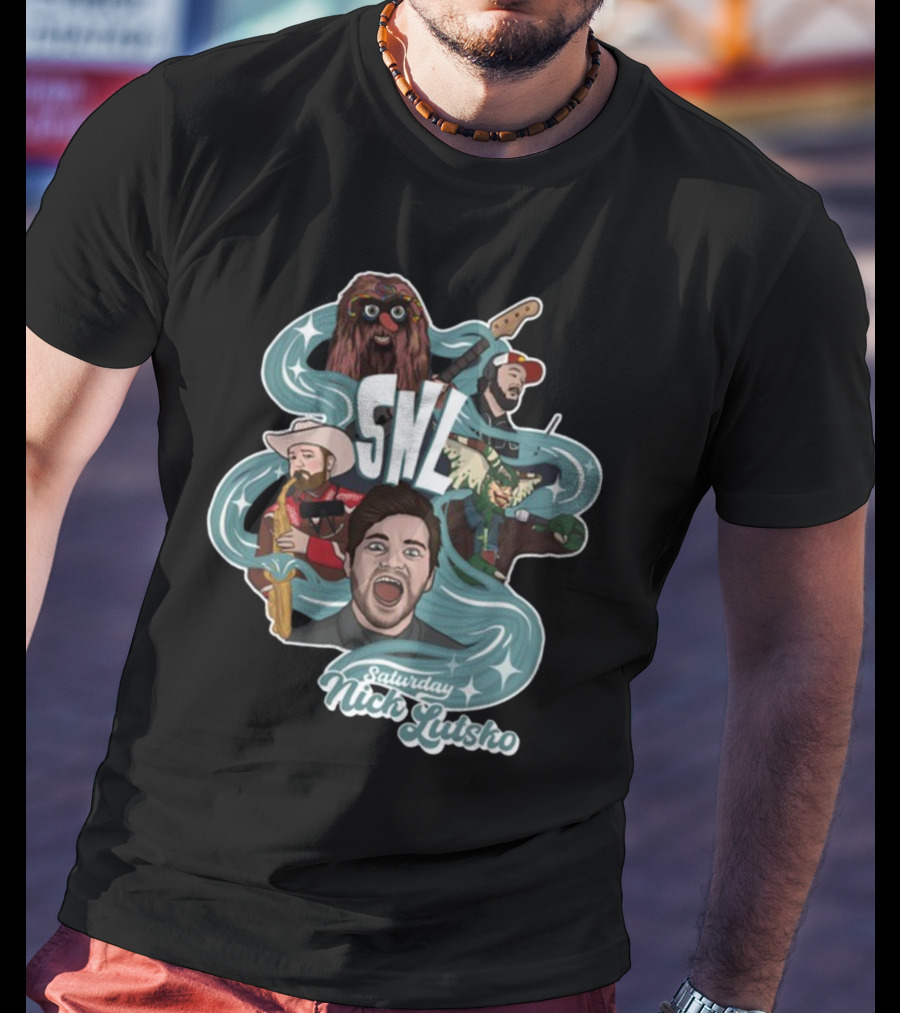 Nick Lutsko SNL Saturday Characters With Guitar And Microphone T-Shirt