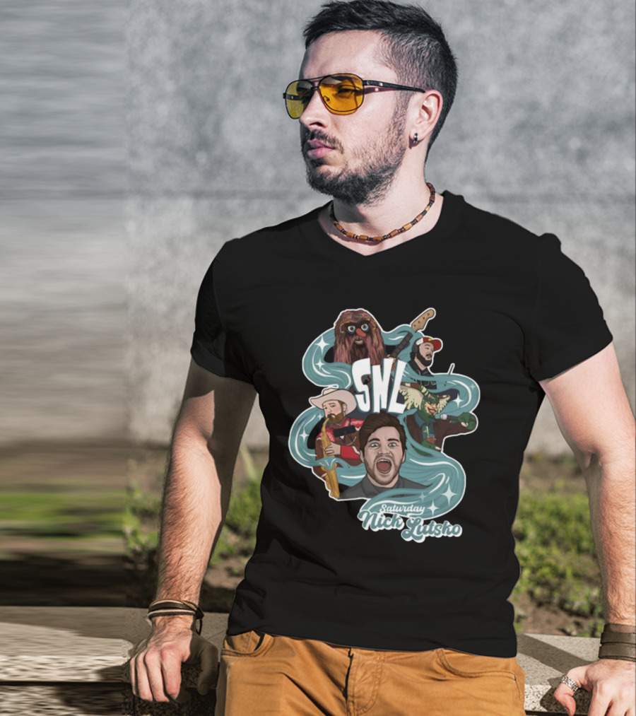 Nick Lutsko SNL Saturday Characters With Guitar And Microphone T-Shirt