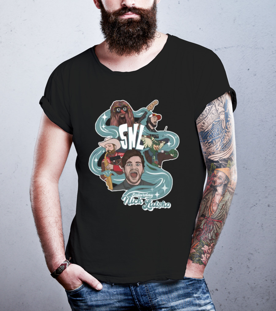 Nick Lutsko SNL Saturday Characters With Guitar And Microphone T-Shirt