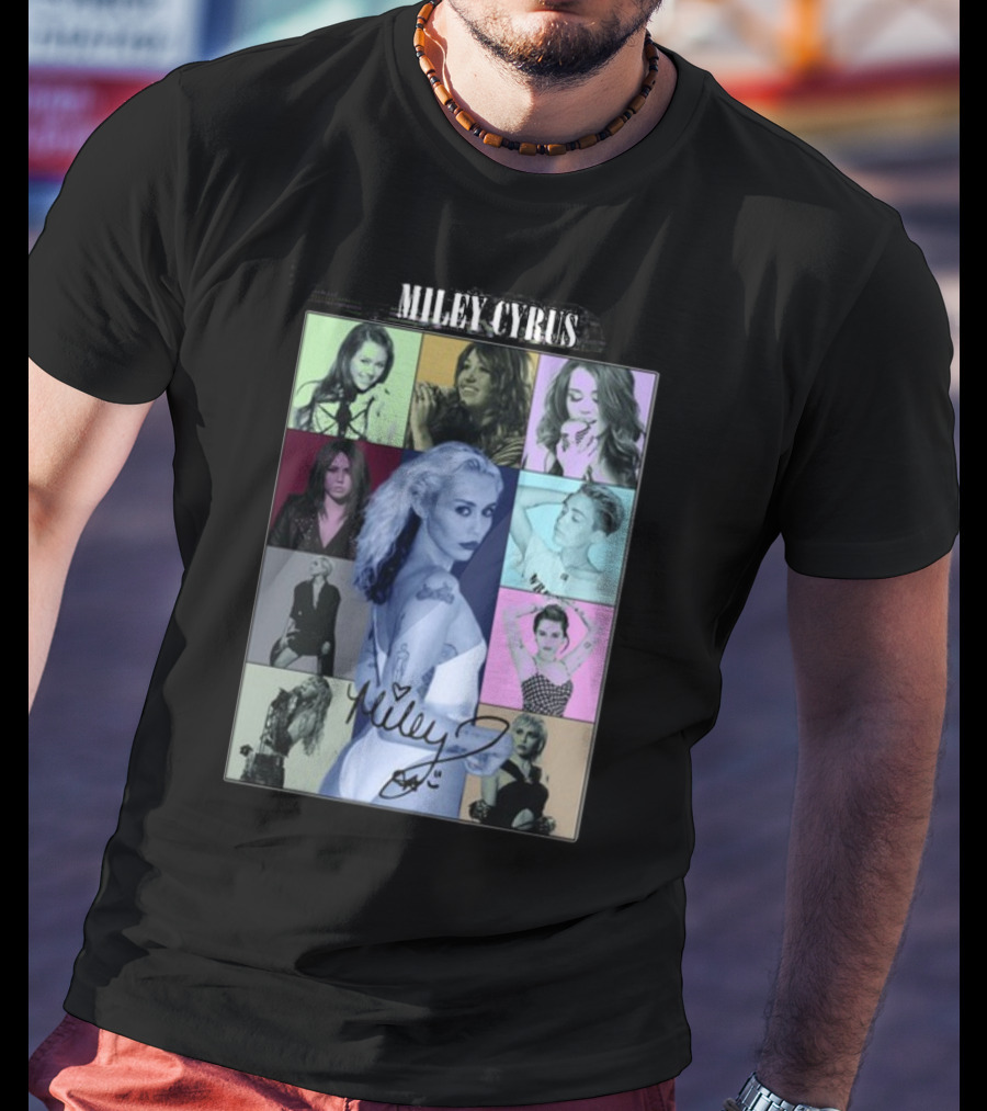 Miley Cyrus Collage With Autograph And Eras Tour T-Shirt
