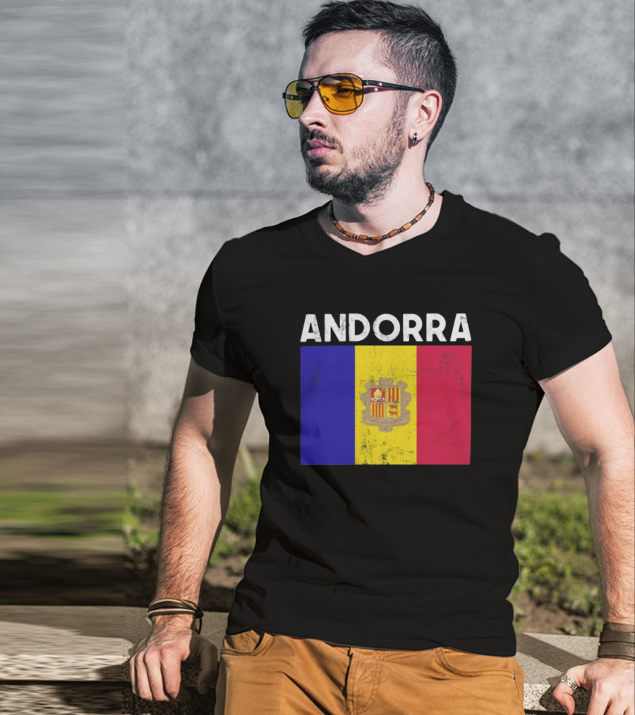 ANDORRA Flag Andorra4032 Iconic Symbol Emblem T-Shirt