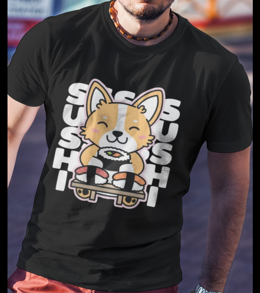 Kawaii Sushi Corgi Cute Anime Dog Japanese Sushi T-Shirt