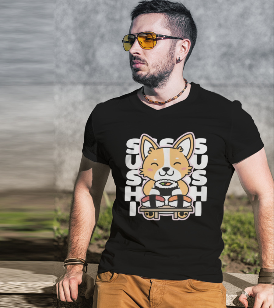 Kawaii Sushi Corgi Cute Anime Dog Japanese Sushi T-Shirt
