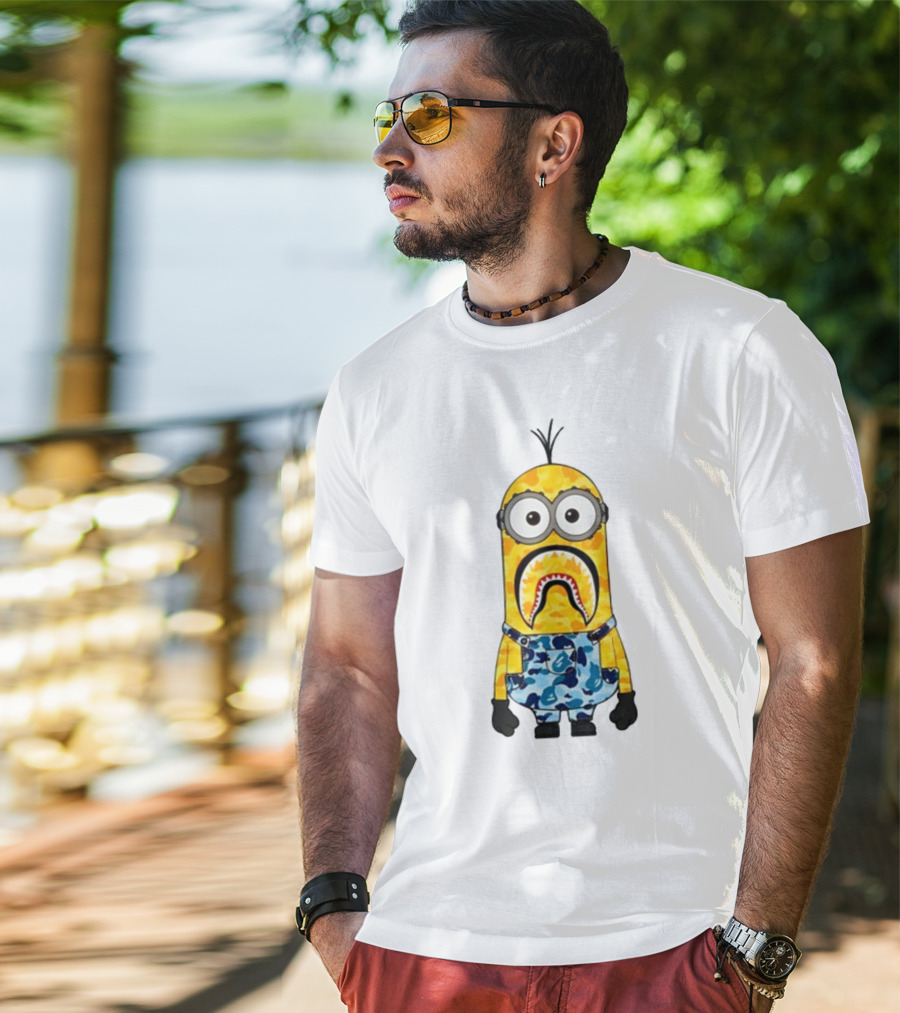 Karl Stealing George’s Minion A Bathing Ape Camo Shark T-Shirt