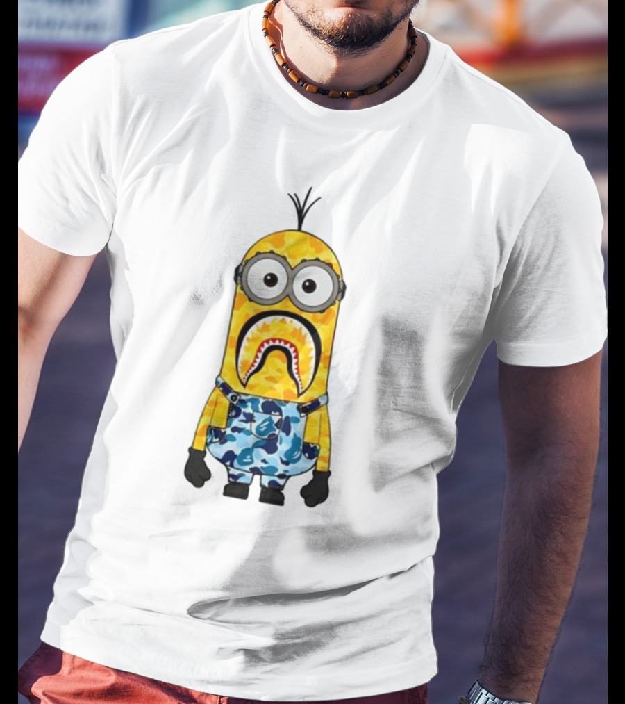 Karl Stealing George’s Minion A Bathing Ape Camo Shark T-Shirt