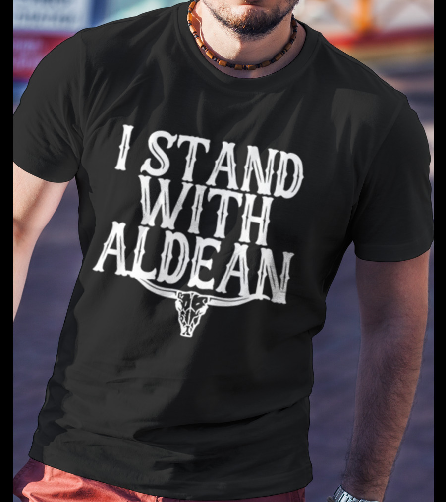 I Stand With Aldean Irishpeachbackup Longhorn Skull T-Shirt