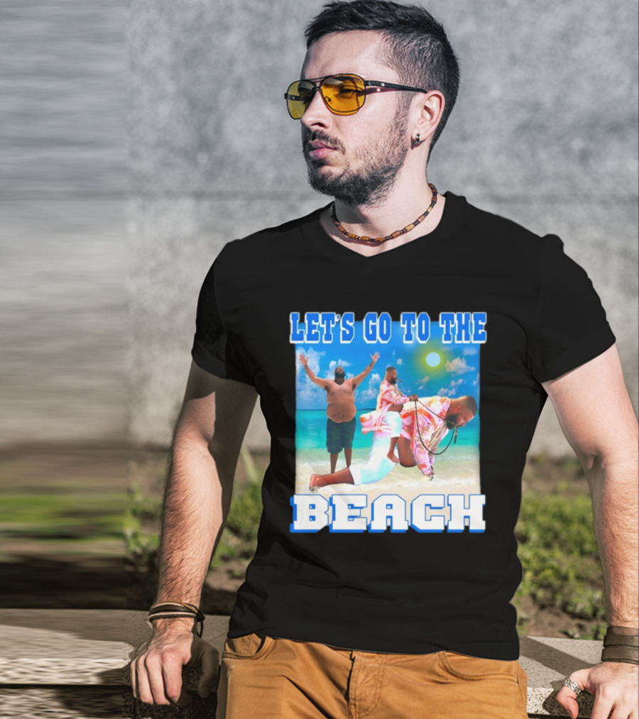 Let's Go To The Beach Dj Khaled Beach Scene With Floating And Joyful Pose T-Shirt