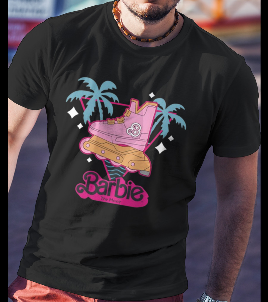 Barbie The Movie Tropical Rollerblade Palm Trees T-Shirt